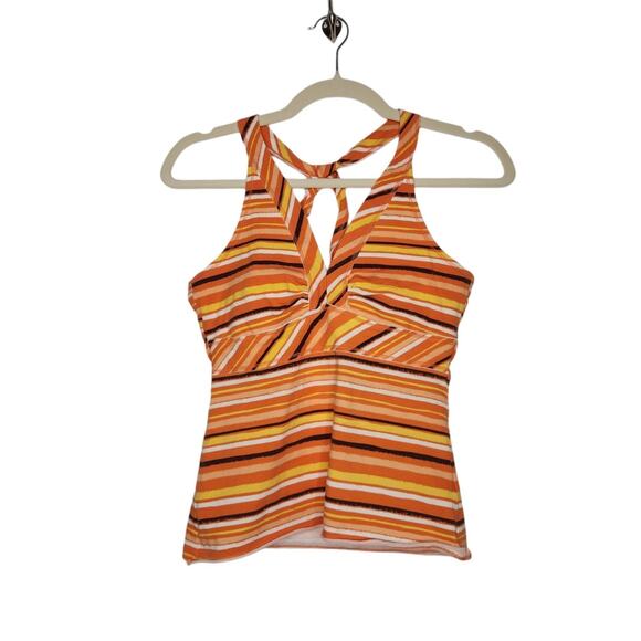 Vintage y2k SO Stipe Hippie Groovy 70s Halter Tank Top Shirt Medium Summer Beach - Picture 1 of 5